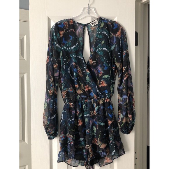 Show Me Your Mumu Womans Small Butterfly Sheer Long Sleeve Romper Boho Festival - Picture 1 of 8